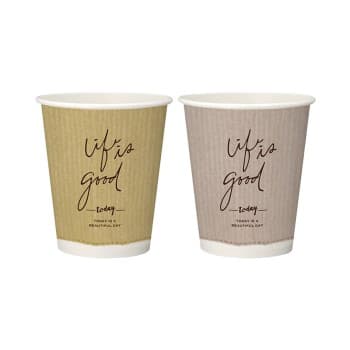 紙コップ 11断熱クラフトテイスト 2デザインアソート