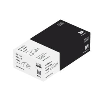 ニトリル使いきり手袋 フェリーチェ 粉無 100枚入 ブラック M