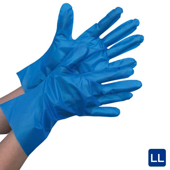 特価セール】【箱入】ポリエチレン手袋ｽﾄﾚｯﾁα ＃2114ブルー LL 200枚1 